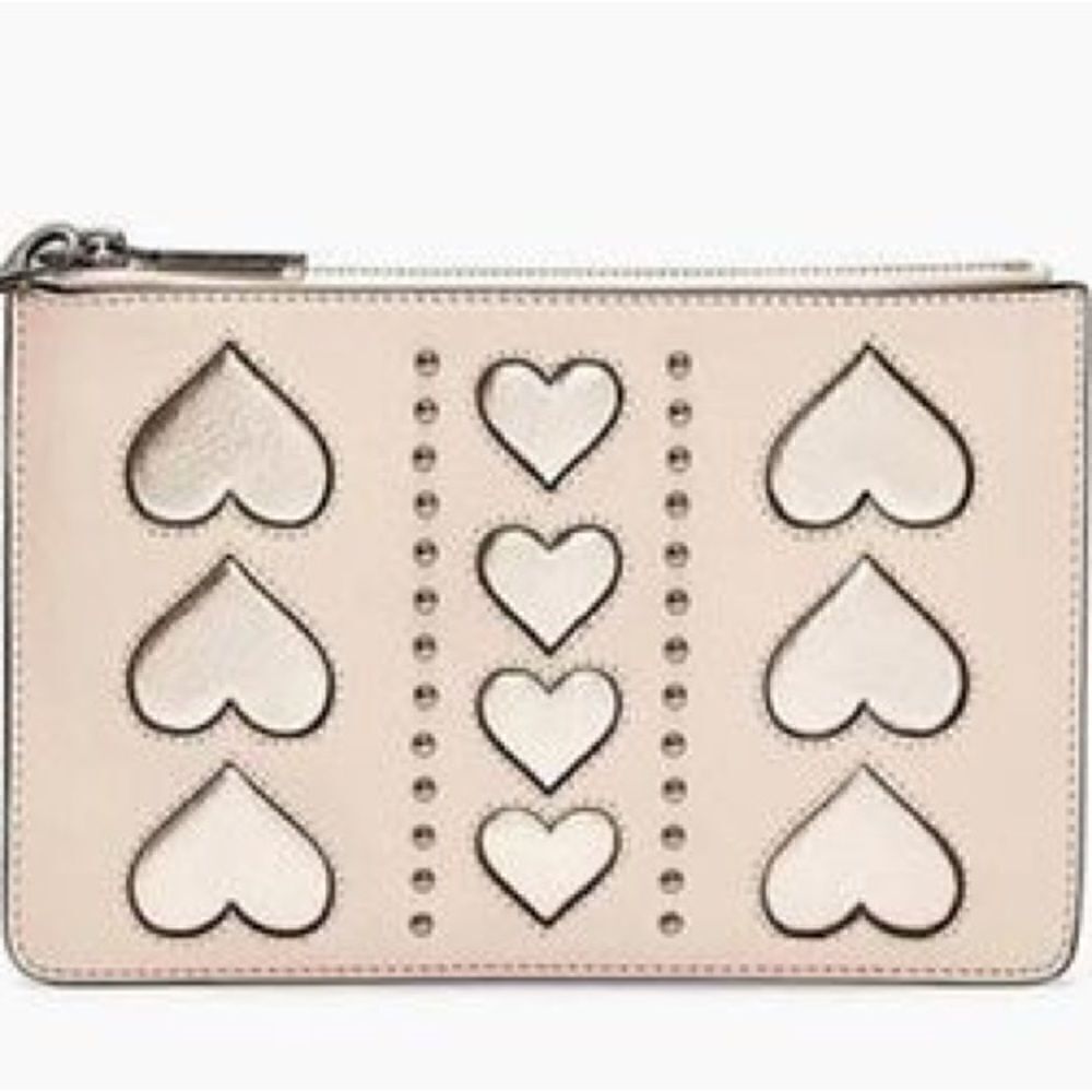 New Rebecca Minkoff St. Tropez Heart Pink Leather Wristlet